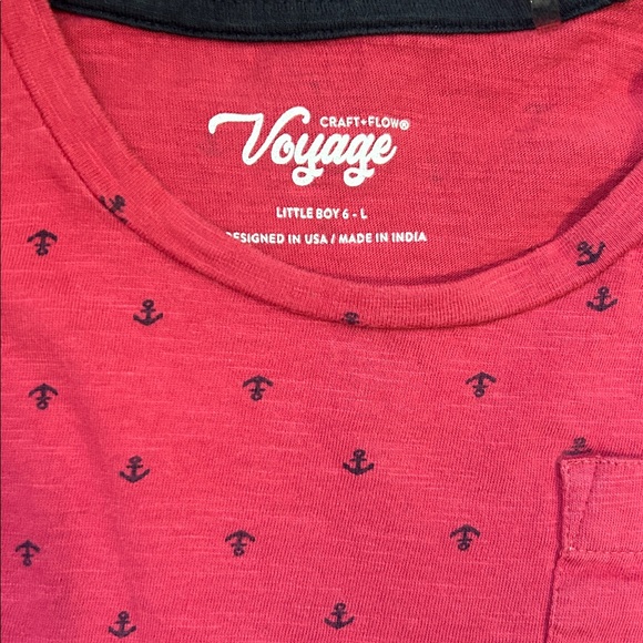 2 Craft + Flow Voyage T-shirts little boys size 6 blush red/turquoise - Picture 5 of 5